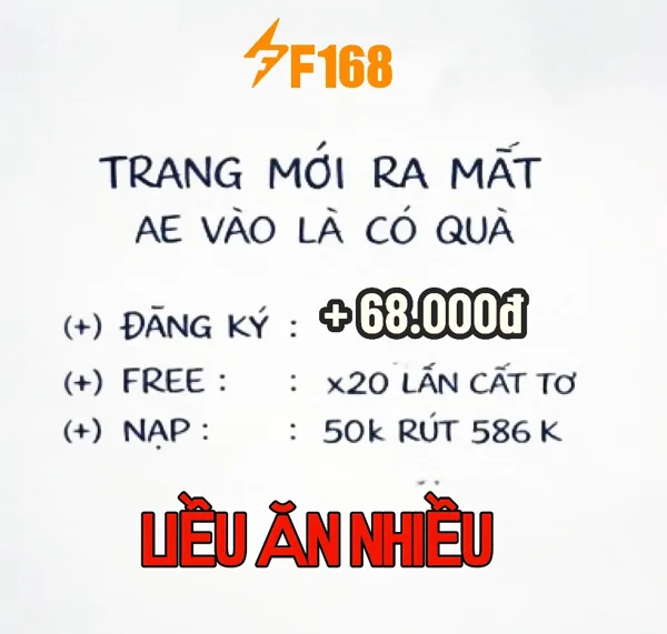 F168 Thưởng Thành Viên Mới 100%